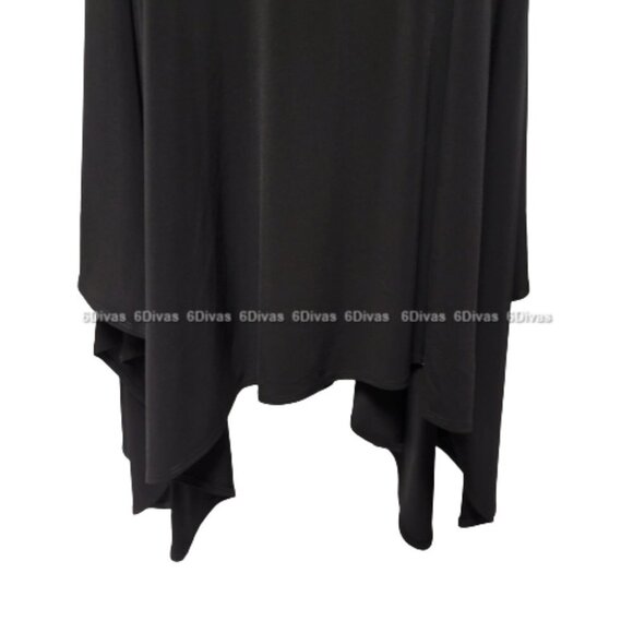 𝅺Black SKIRT Elastic Waist Asymmetrical Midi Skirt- Size 10- NEW! - Picture 5 of 7